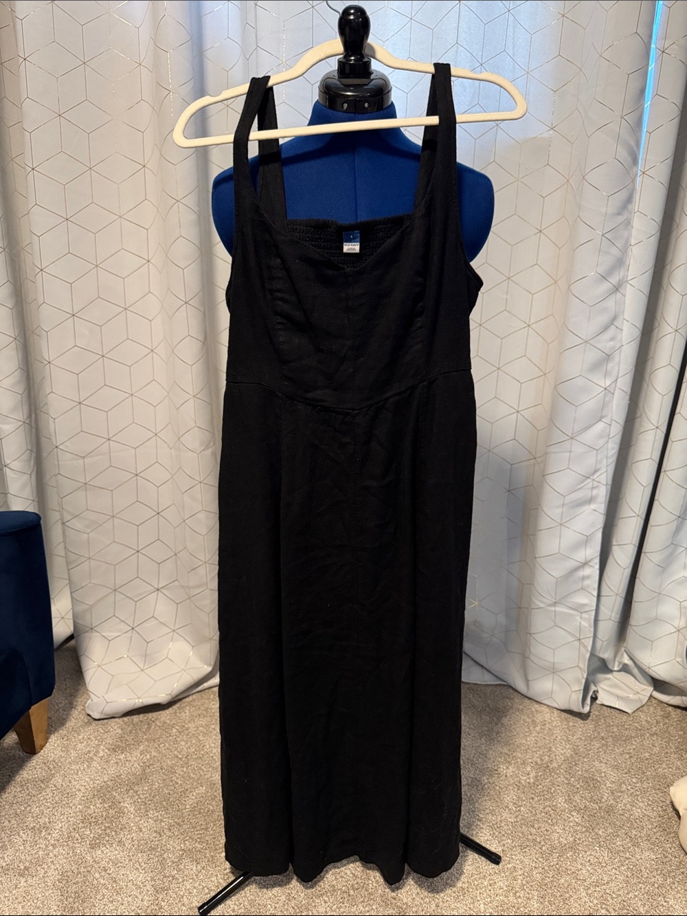 Old Navy Black Midi Dress with Wide Straps and POCKETS!